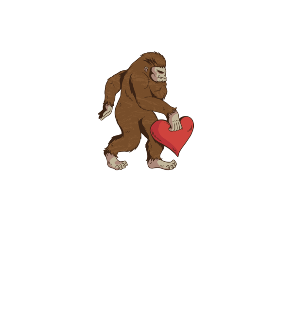 Bigfoot Yeti cu inimă model alb pe tricou