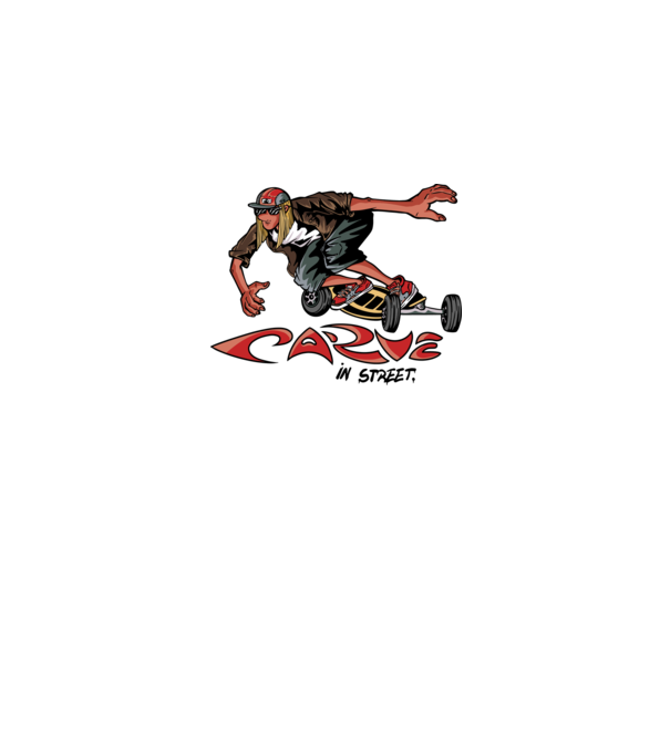 Carveboard Longboard model alb pe tricou