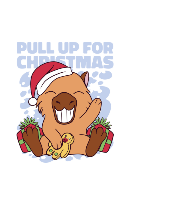 Pull up for christmas Capybara model alb pe tricou