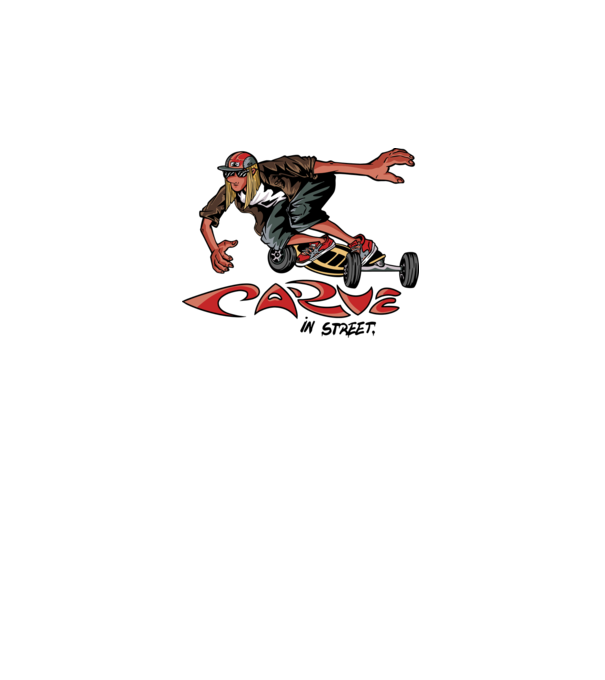 Carveboard Longboard model alb pe tricou