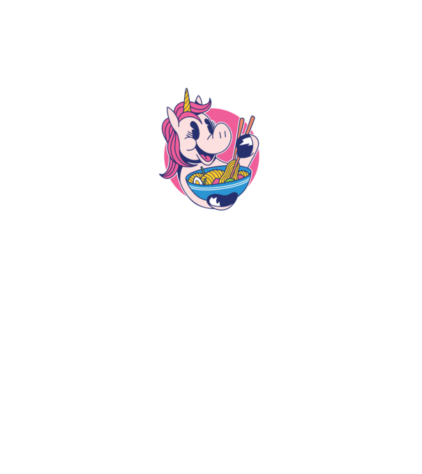 Unicorn Ramen model negru pe tricou