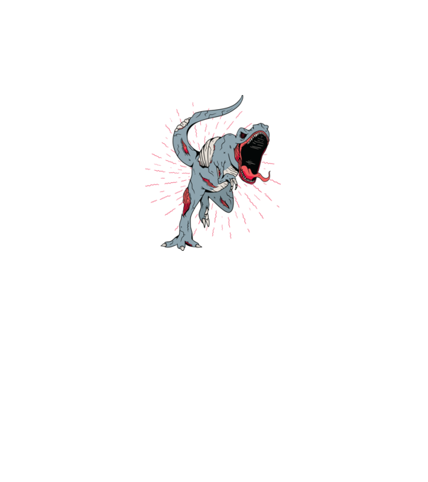 T-rex Zombie model alb pe tricou