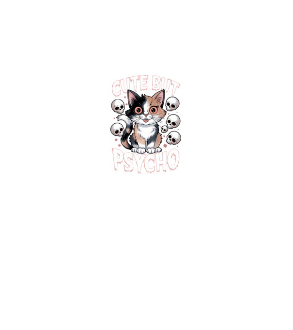 Cute, but Psycho pisică Negru model negru pe tricou