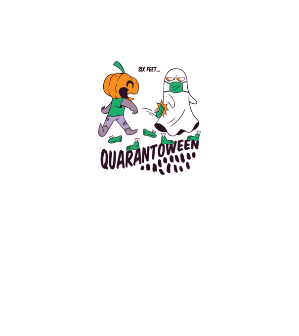 Quarantoween model alb pe tricou