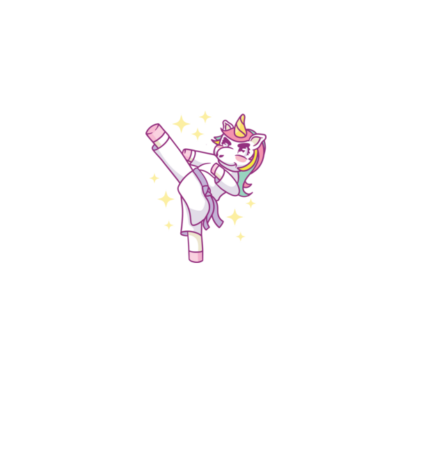 Karate unicorn model gri pe tricou