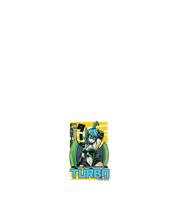 Turbo Gal Anime model negru pe tricou