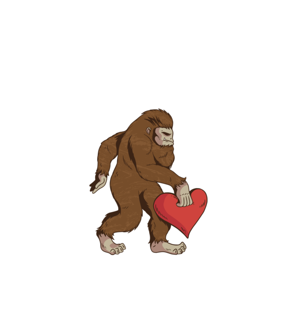 Bigfoot Yeti cu inimă model alb pe tricou