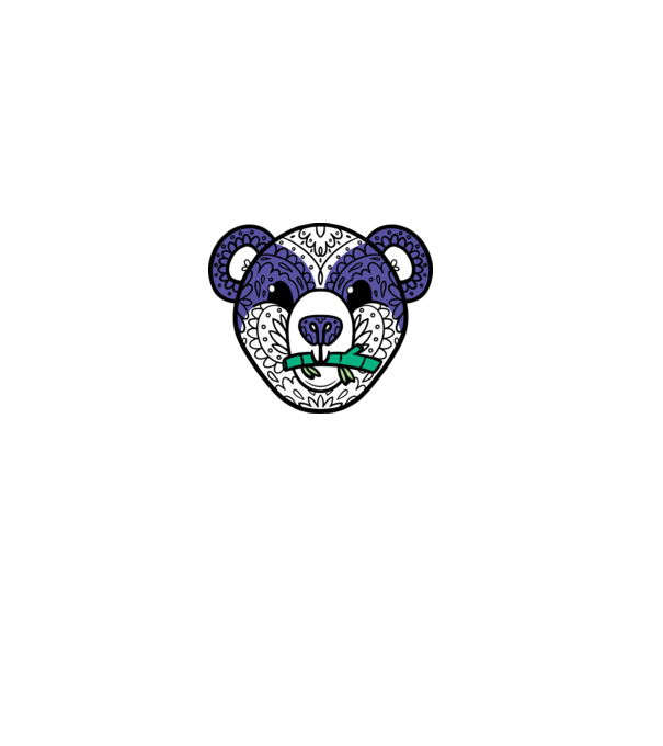 Mandala Panda model albastru deschis pe tricou
