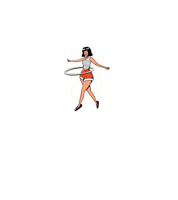 Cerc hula-hoop model albastru închis pe tricou