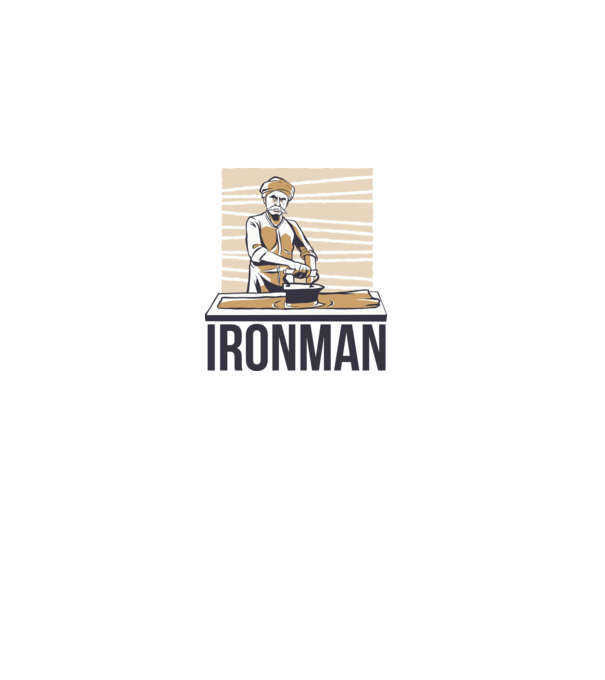 Ironman Om care calcă (montează metal) model alb pe tricou
