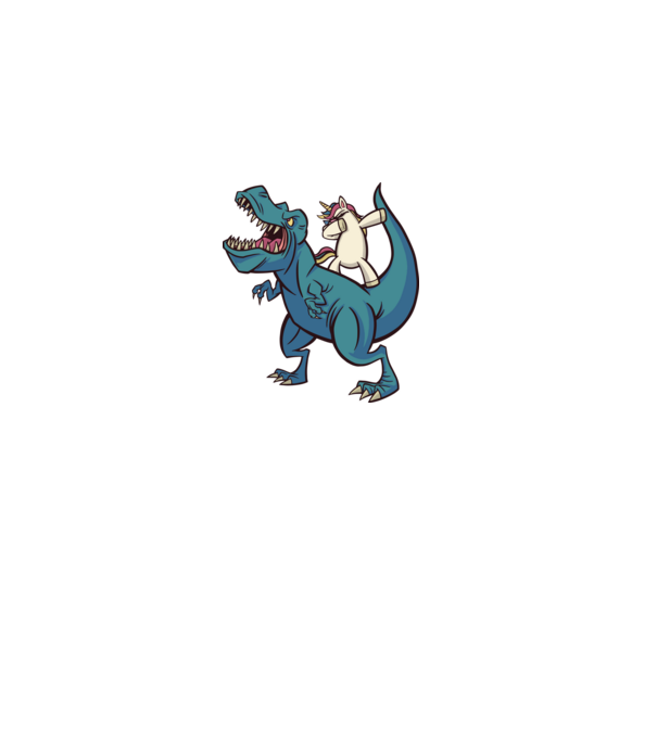 Unicorn DAB T-rex model gri pe tricou