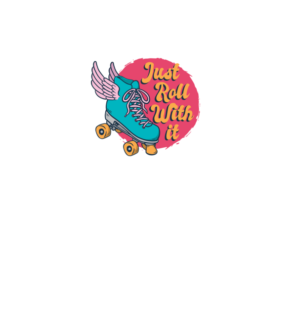 Just Roll with it - patine cu rotile model mov pe tricou
