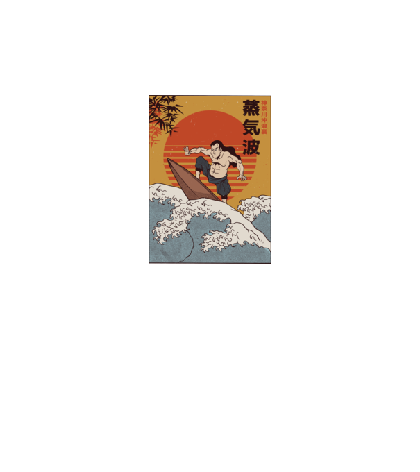 Samurai Surf model negru pe tricou