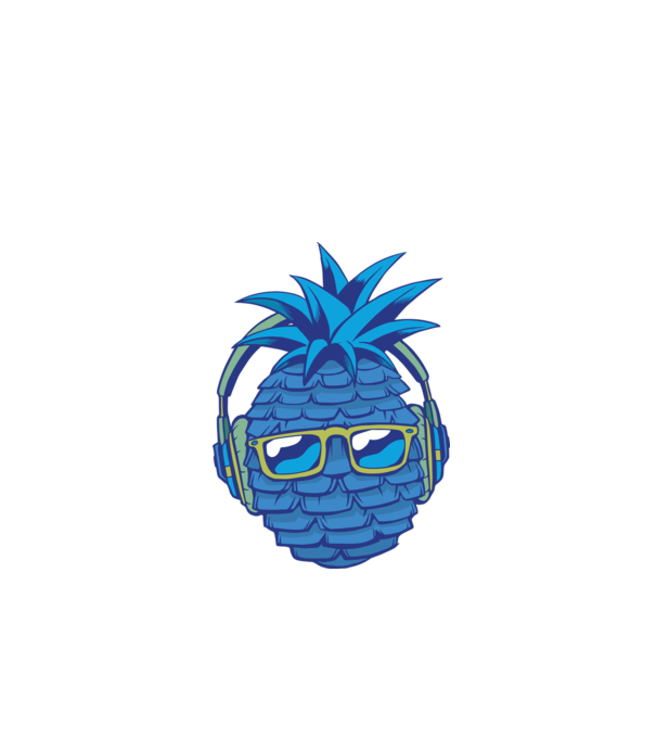Ananas albastru cu căști model verde de măr pe tricou