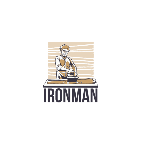 Ironman Om care calcă (montează metal) model alb pe tricou