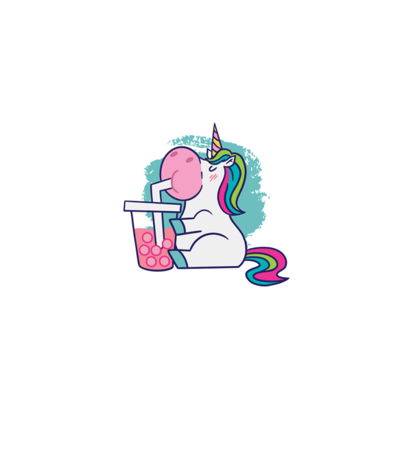 Unicorn Bubble Tea model alb pe tricou