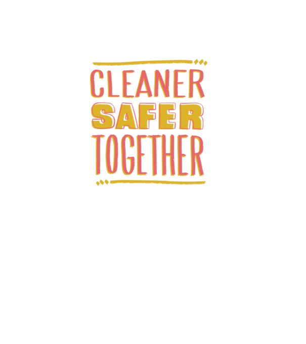 Cleaner Safer Together model alb pe tricou