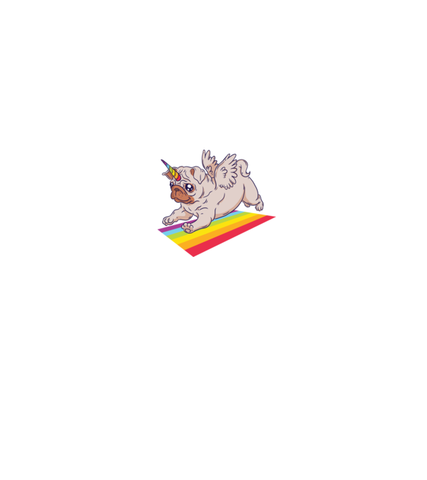 Pugicorn - mops unicorn model negru pe tricou