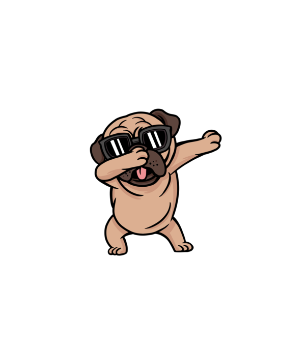 Pug DAB model turcoaz pe tricou