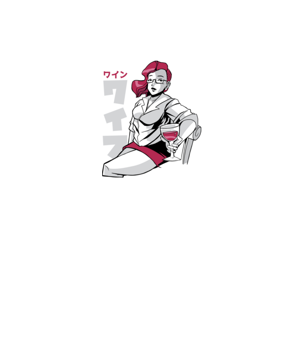 Anime fată cu vin model negru pe tricou