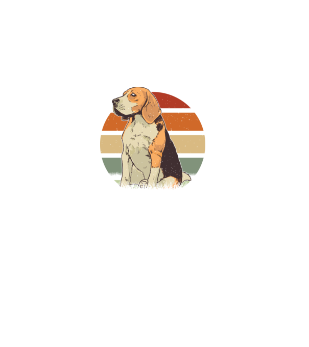 Beagle Retro Sunset model negru pe tricou