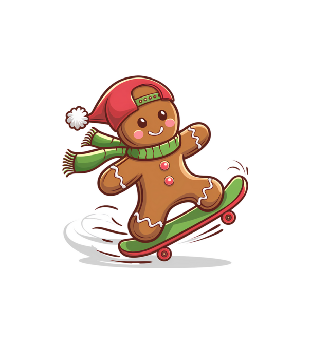 Patinator de turtă dulce model alb pe tricou