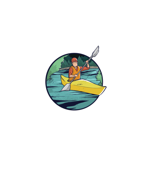 Caiac-canoe model negru pe tricou