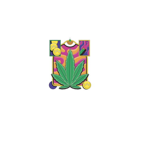 Hippy Cannabis model negru pe tricou