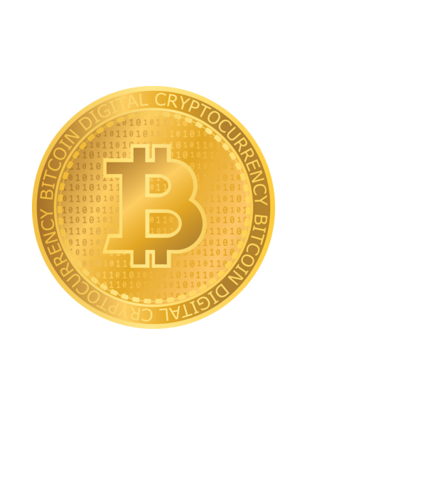 Monedă de aur Bitcoin model alb pe tricou