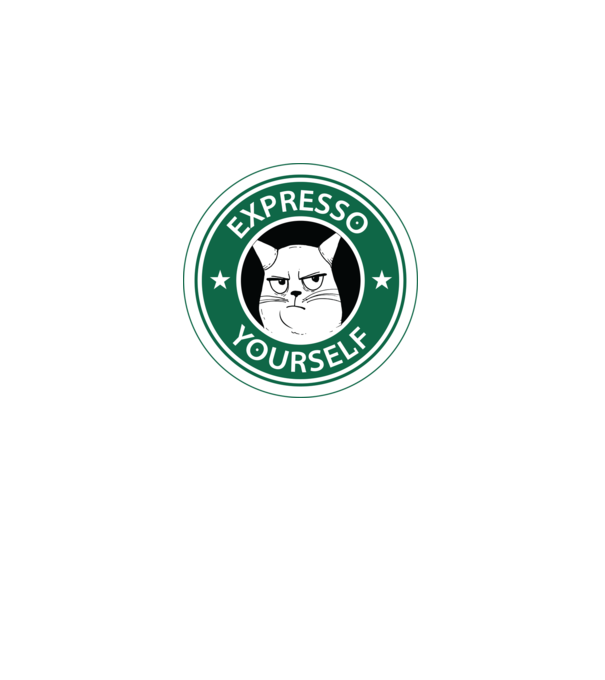 Expresso Yourself tricou Pisică cu cafea model negru pe tricou