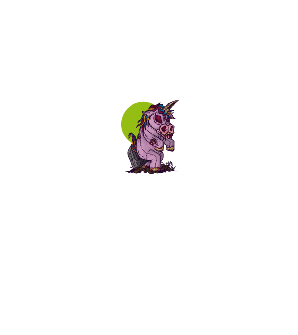 Zombie unicorn model negru pe tricou