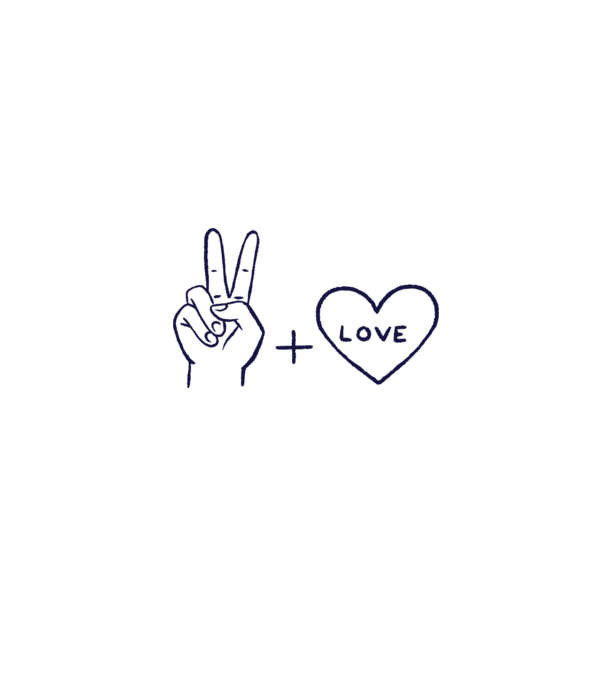 Peace + Love model alb pe tricou