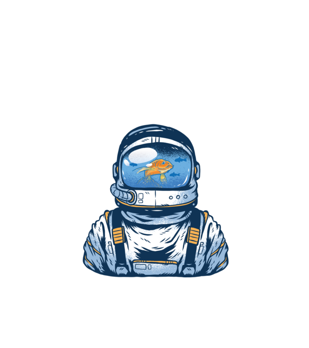 Peștișor auriu Astronaut model negru pe tricou