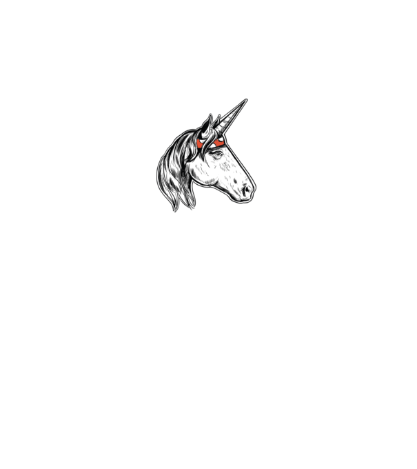 Cal Unicorn model alb pe tricou