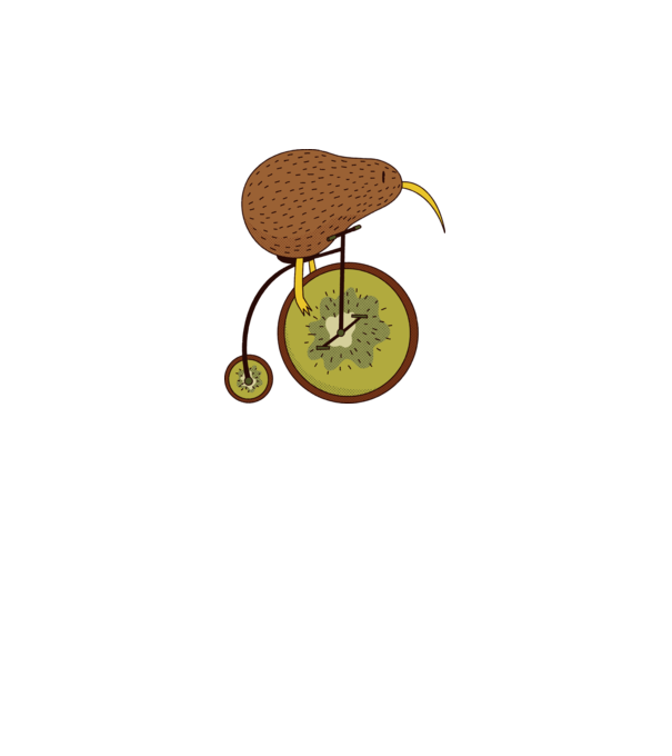Bicicletă Kiwi model gri pe tricou
