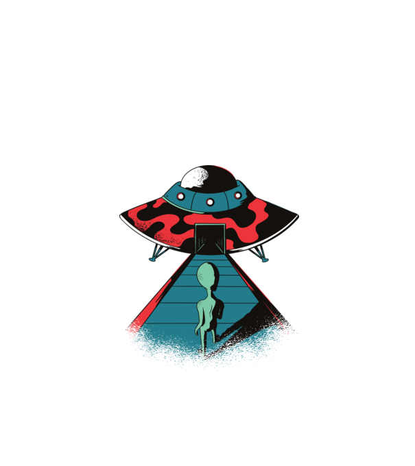 Alien Ufo model negru pe tricou