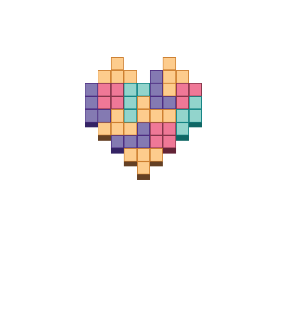 Inimă Tetris model roz deschis pe tricou