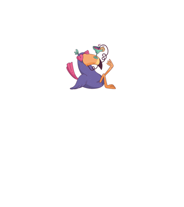 Toucan cu cocktail model alb pe tricou