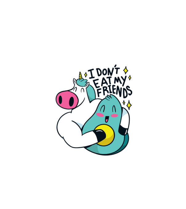 Unicorn Avocado Prietenie model albastru închis pe tricou