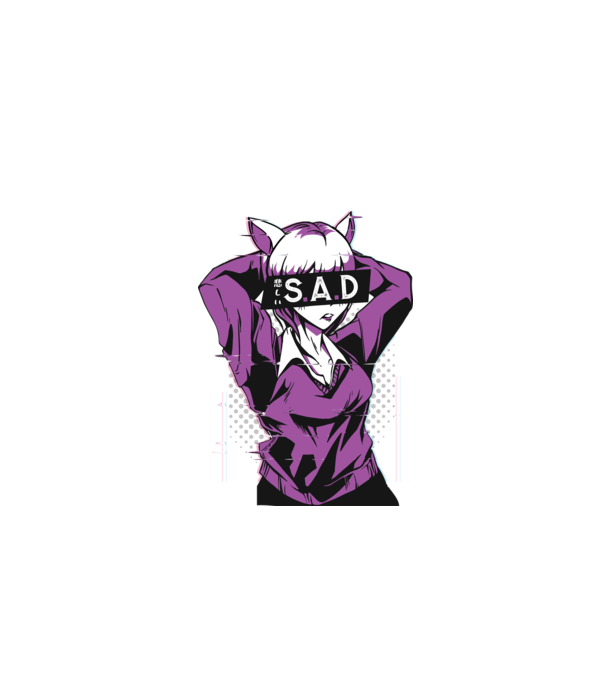 Anime fată tristă model alb pe tricou