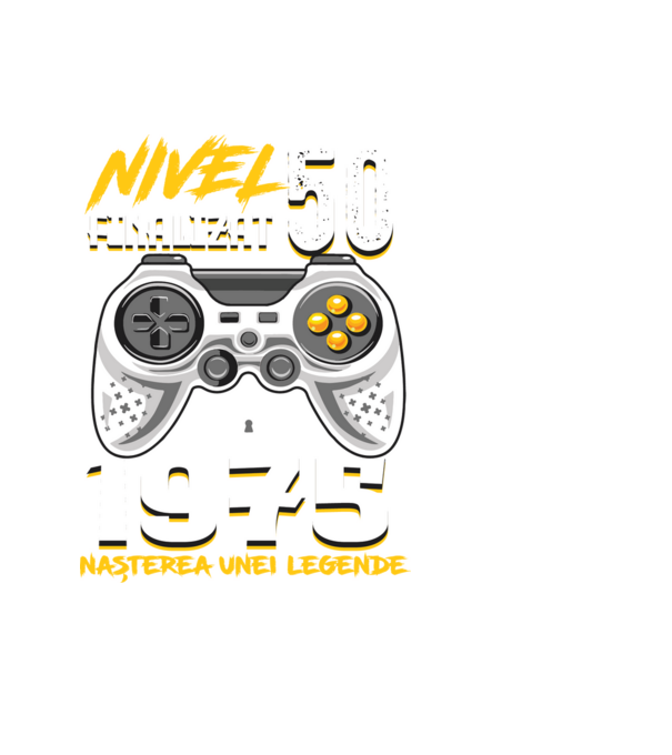 Nivel Finalizat 50 1975 model negru pe tricou