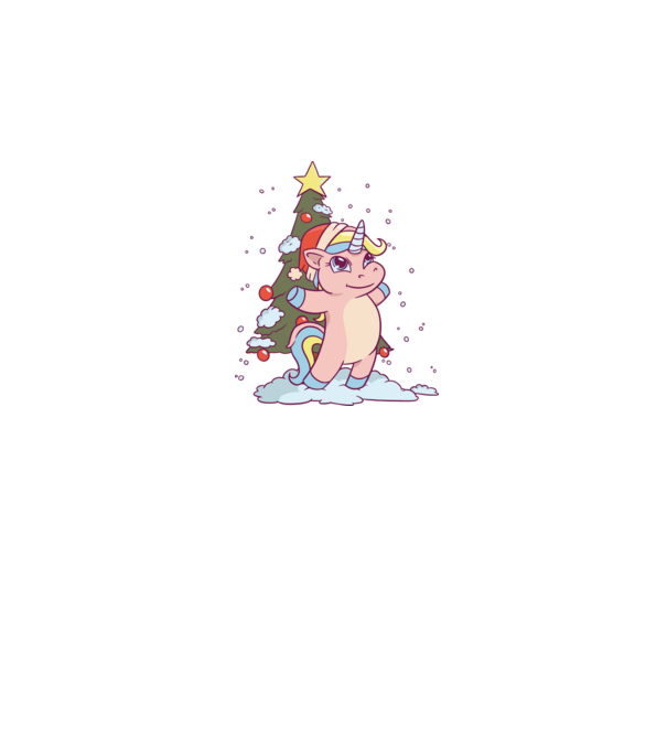 Unicorn de Crăciun model alb pe tricou