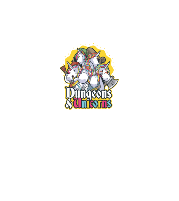 Dungeons and Unicorns model albastru închis pe tricou