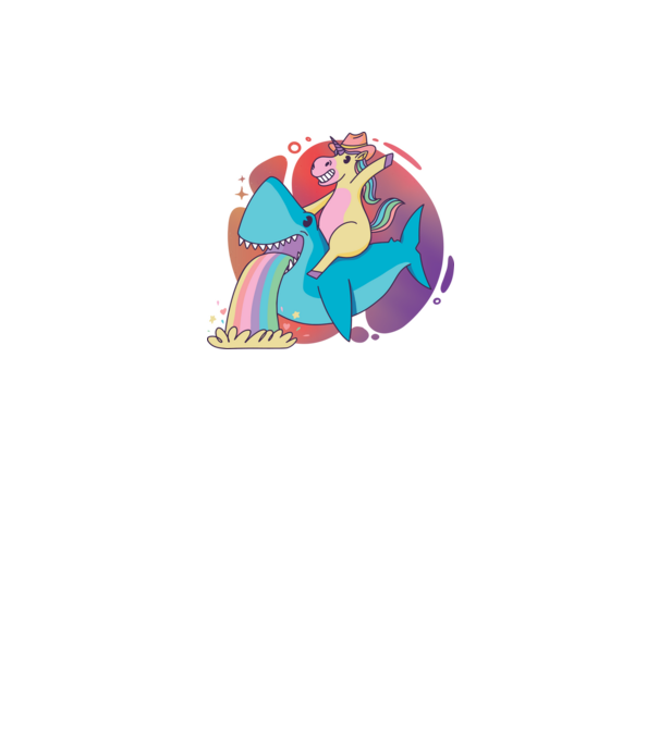 Unicorn pe rechin model negru pe tricou