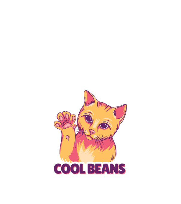 Cool Beans - talpă pisică model alb pe tricou