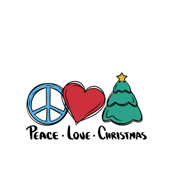 Peace Love Crăciun model alb pe tricou