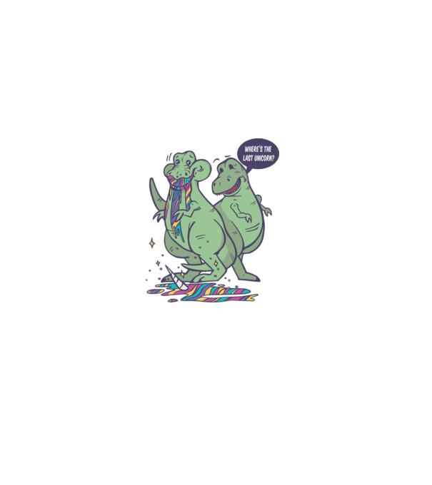 T-rex a mâncat unicornul model alb pe tricou