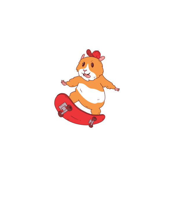 Hamster Skateboarder model albastru deschis pe tricou