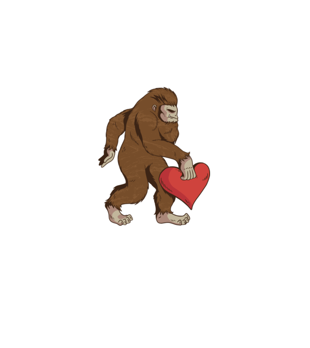 Bigfoot Yeti cu inimă model alb pe tricou