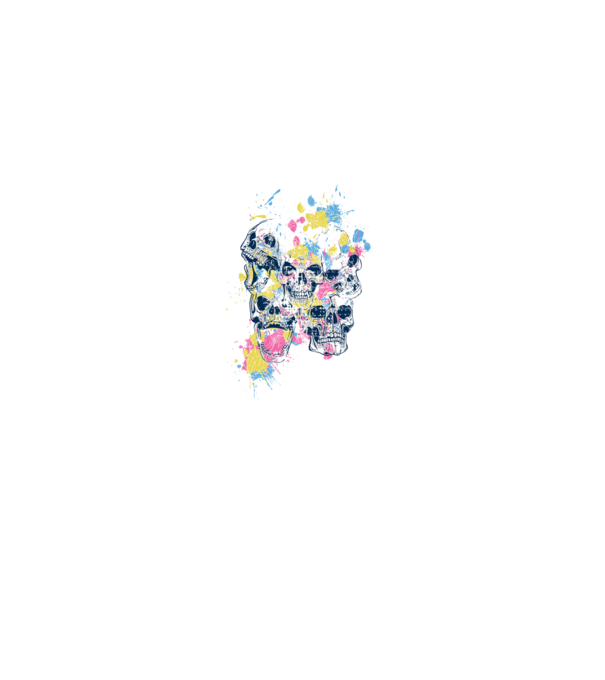 Cranii colorate model alb pe tricou